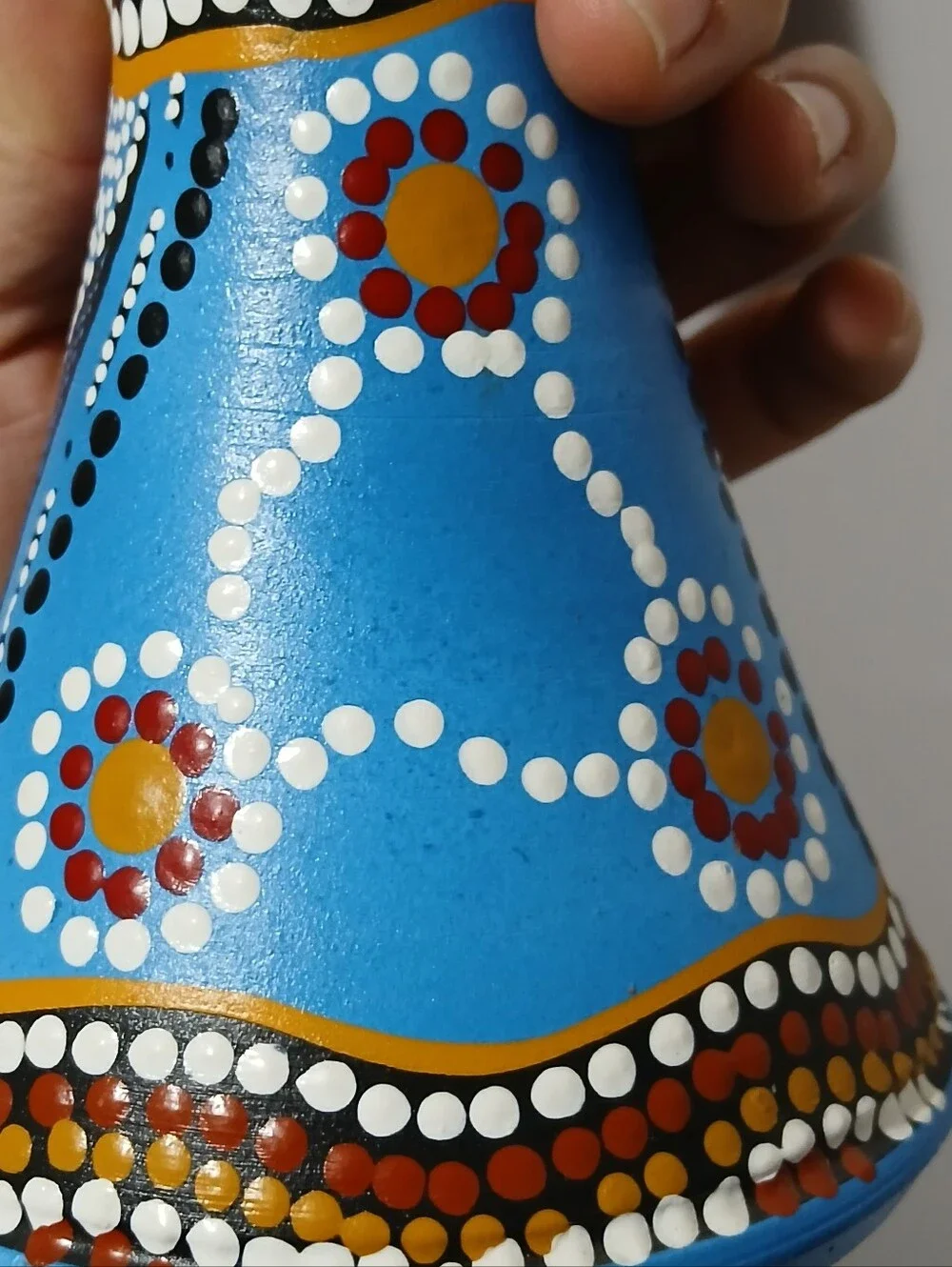 Hand Painted Australian Aboriginal Art Vase Artist Signed